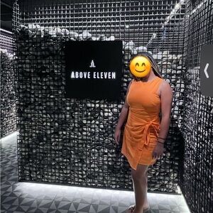 Orange Linen Tie Front Mini Dress from Mango